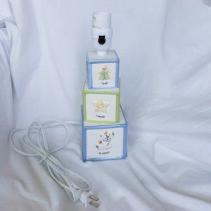 French Baby Block Lamp Francais Blue White Green